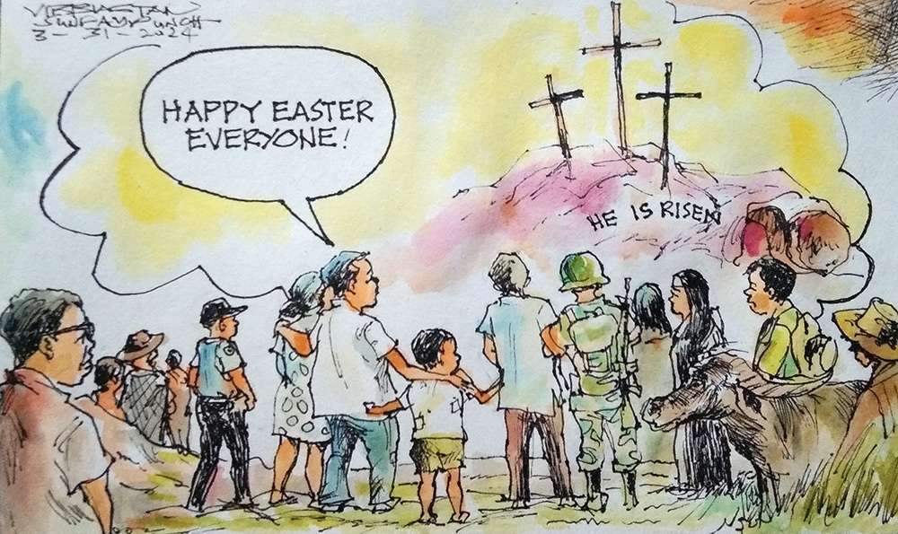 Greet our neighbors: HAPPY EASTER!